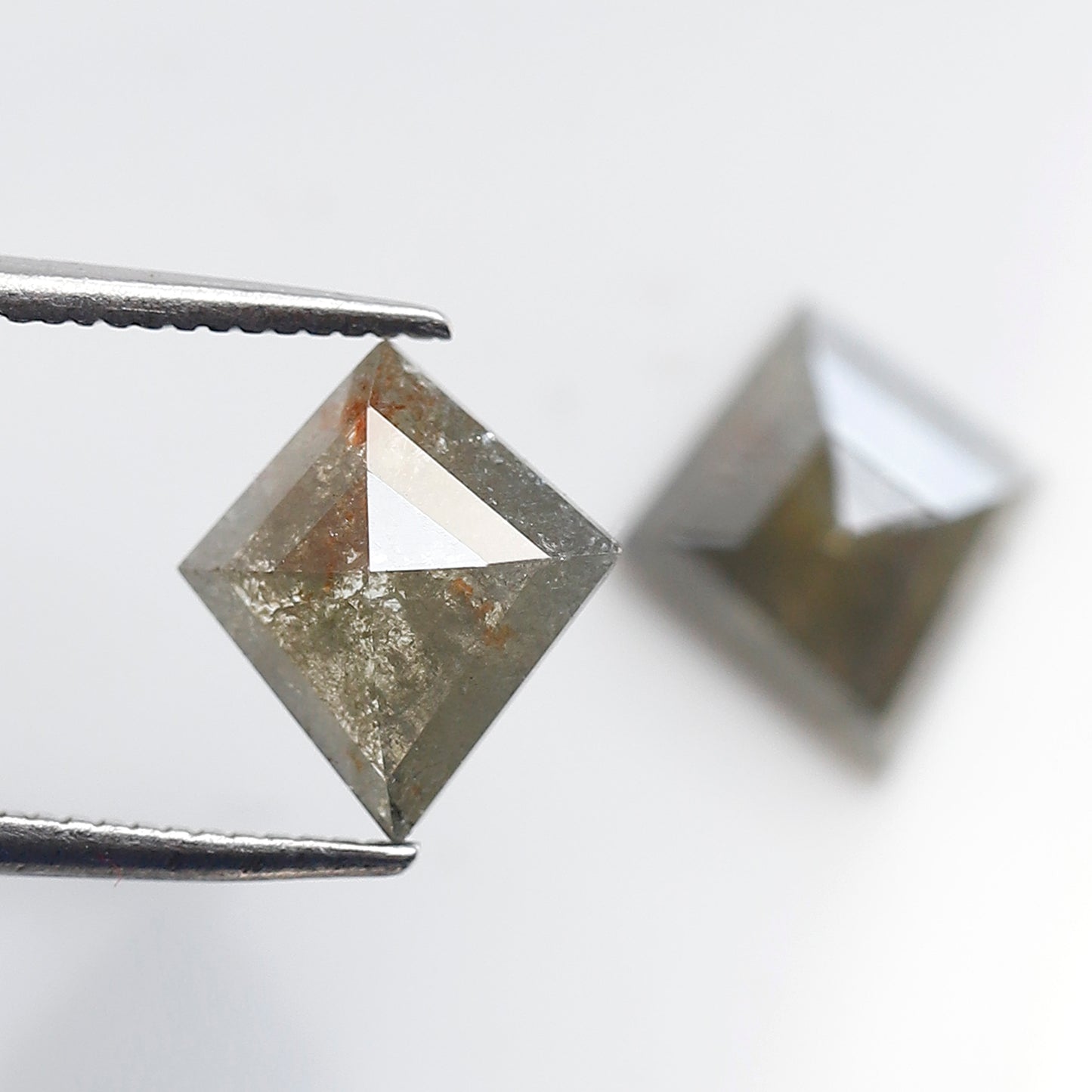 Gray Black Rustic Diamond Pair 2.43 Ct, Kite Shape Natural Loose Diamonds, Ethical Gems for Custom Stud Earrings