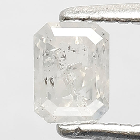 4.8 MM Emerald Shape Diamond 0.43 CT Fancy Translucent White Color Diamond Natural Salt and Pepper Diamond for Engagement Ring