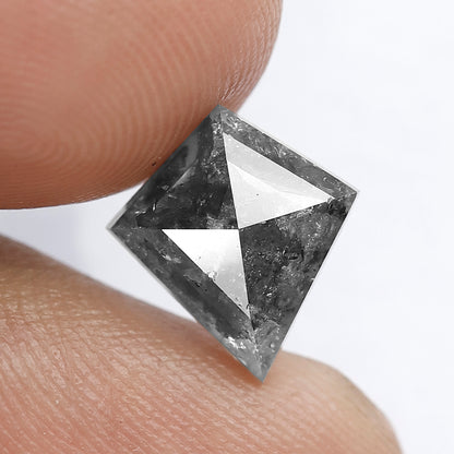 2.14 CT Kite Shape Salt and Pepper Diamond, Natural Gray Black Loose Conflict Free Diamond