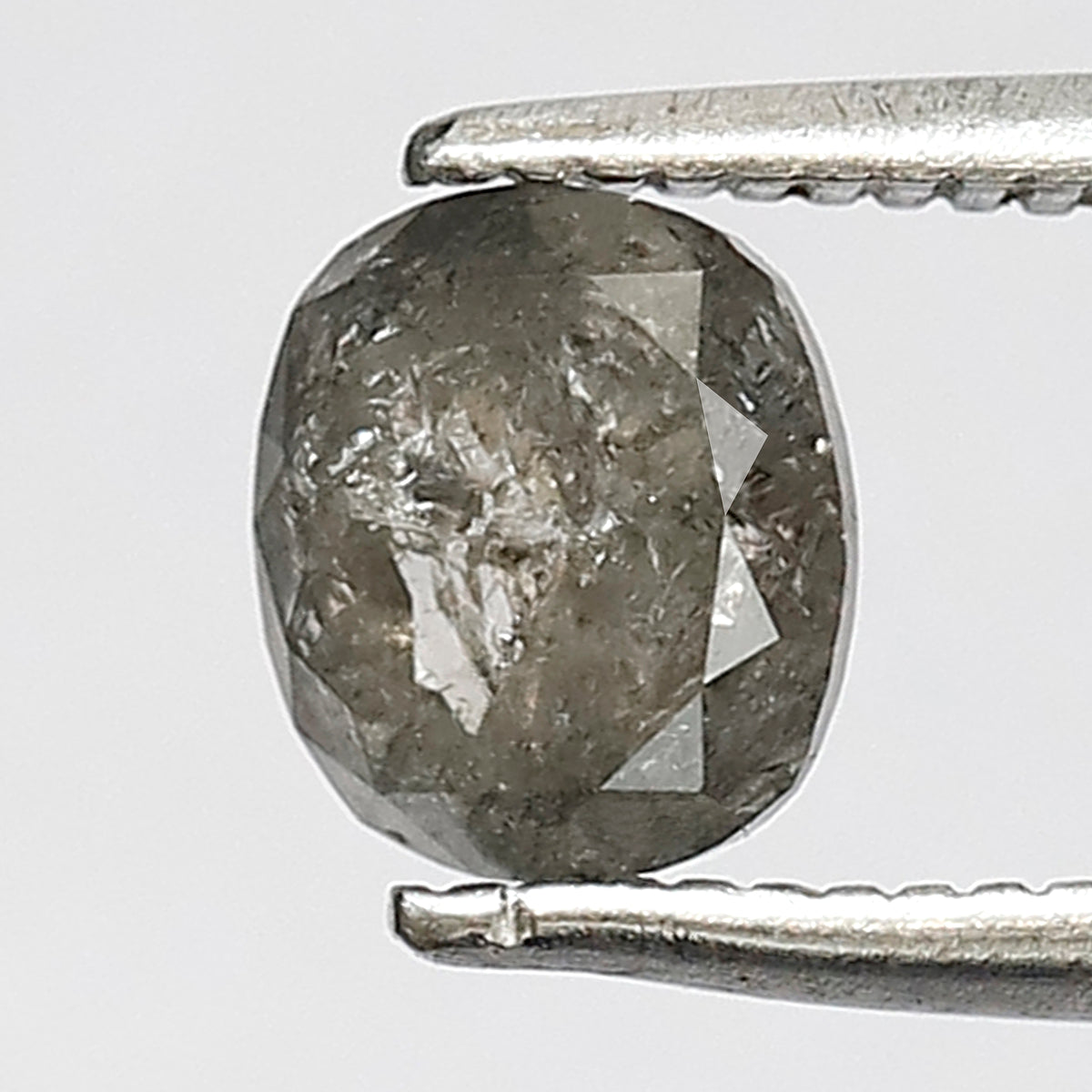 Natural Oval Shape 1.08 CT Loose Ethical Diamond, 6.00 mm Translucent Salt and Pepper Diamond For Promise Ring