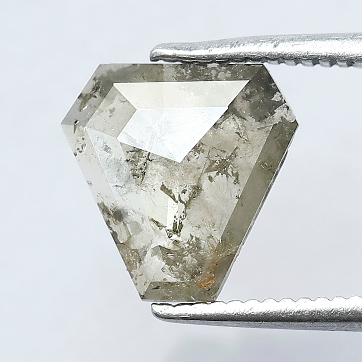 1.35 CT Ethical Geometric Cut Loose Diamond, 8.80 x 8.80 MM Natural Translucent Greenish Salt and Pepper Diamond for Custom Jewelry