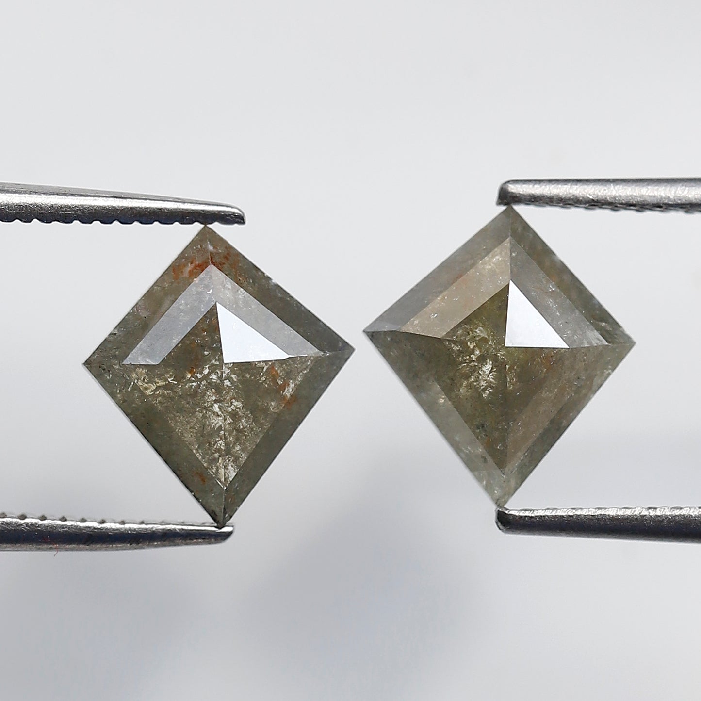 Gray Black Rustic Diamond Pair 2.43 Ct, Kite Shape Natural Loose Diamonds, Ethical Gems for Custom Stud Earrings