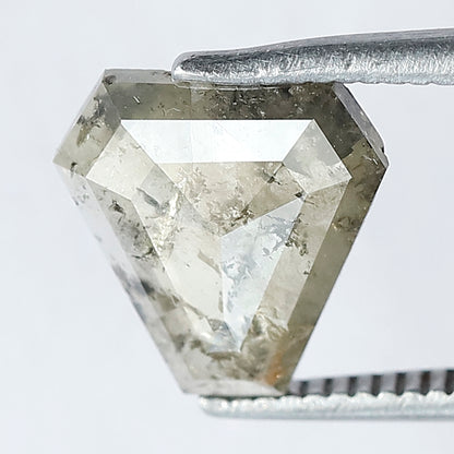 1.35 CT Ethical Geometric Cut Loose Diamond, 8.80 x 8.80 MM Natural Translucent Greenish Salt and Pepper Diamond for Custom Jewelry