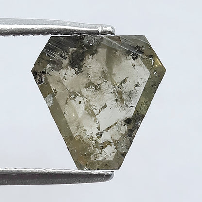 1.35 CT Ethical Geometric Cut Loose Diamond, 8.80 x 8.80 MM Natural Translucent Greenish Salt and Pepper Diamond for Custom Jewelry