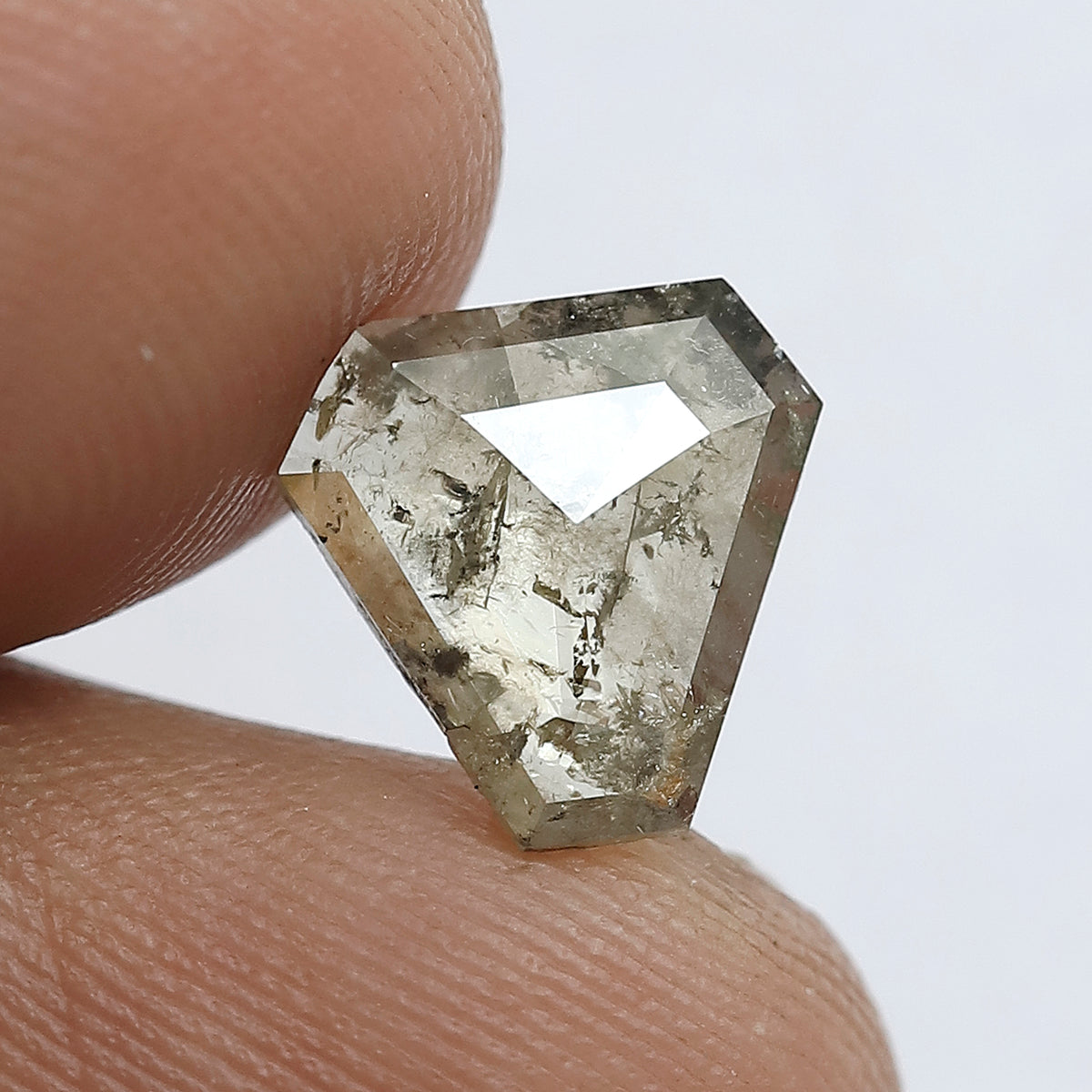 1.35 CT Ethical Geometric Cut Loose Diamond, 8.80 x 8.80 MM Natural Translucent Greenish Salt and Pepper Diamond for Custom Jewelry