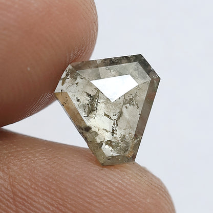 1.35 CT Ethical Geometric Cut Loose Diamond, 8.80 x 8.80 MM Natural Translucent Greenish Salt and Pepper Diamond for Custom Jewelry
