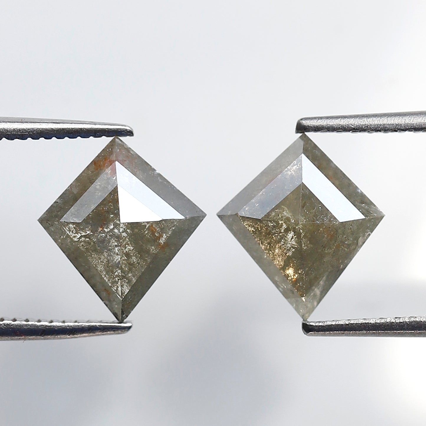 Gray Black Rustic Diamond Pair 2.43 Ct, Kite Shape Natural Loose Diamonds, Ethical Gems for Custom Stud Earrings
