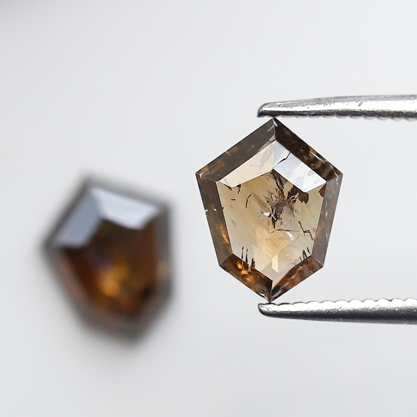 2.15 CT Shield Shape Champagne Diamond Pair, Natural Loose Rustic Diamonds, Ethical Earth Mined Stones for Custom Jewelry