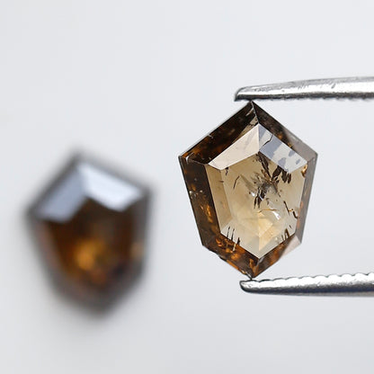 2.15 CT Shield Shape Champagne Diamond Pair, Natural Loose Rustic Diamonds, Ethical Earth Mined Stones for Custom Jewelry
