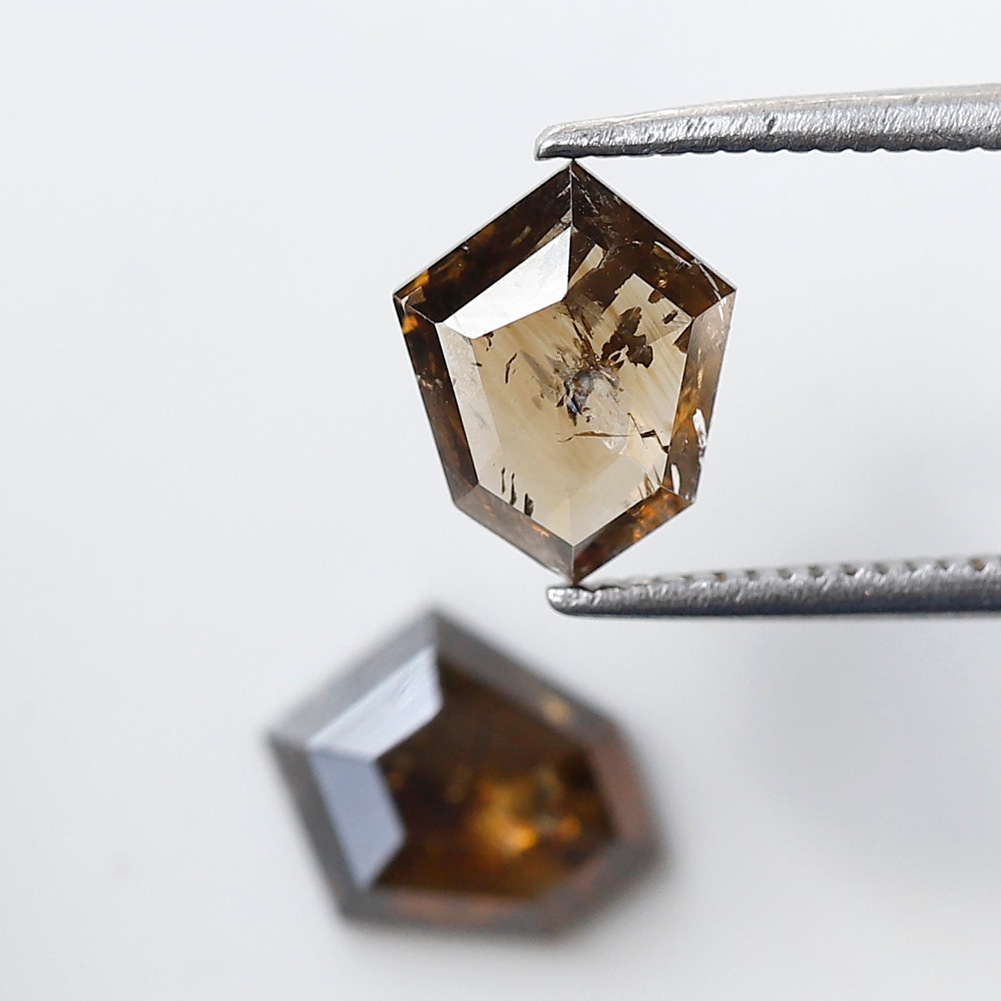 2.15 CT Shield Shape Champagne Diamond Pair, Natural Loose Rustic Diamonds, Ethical Earth Mined Stones for Custom Jewelry