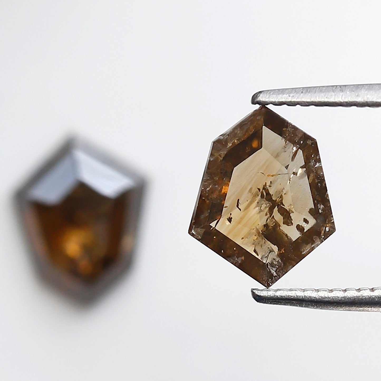 2.15 CT Shield Shape Champagne Diamond Pair, Natural Loose Rustic Diamonds, Ethical Earth Mined Stones for Custom Jewelry