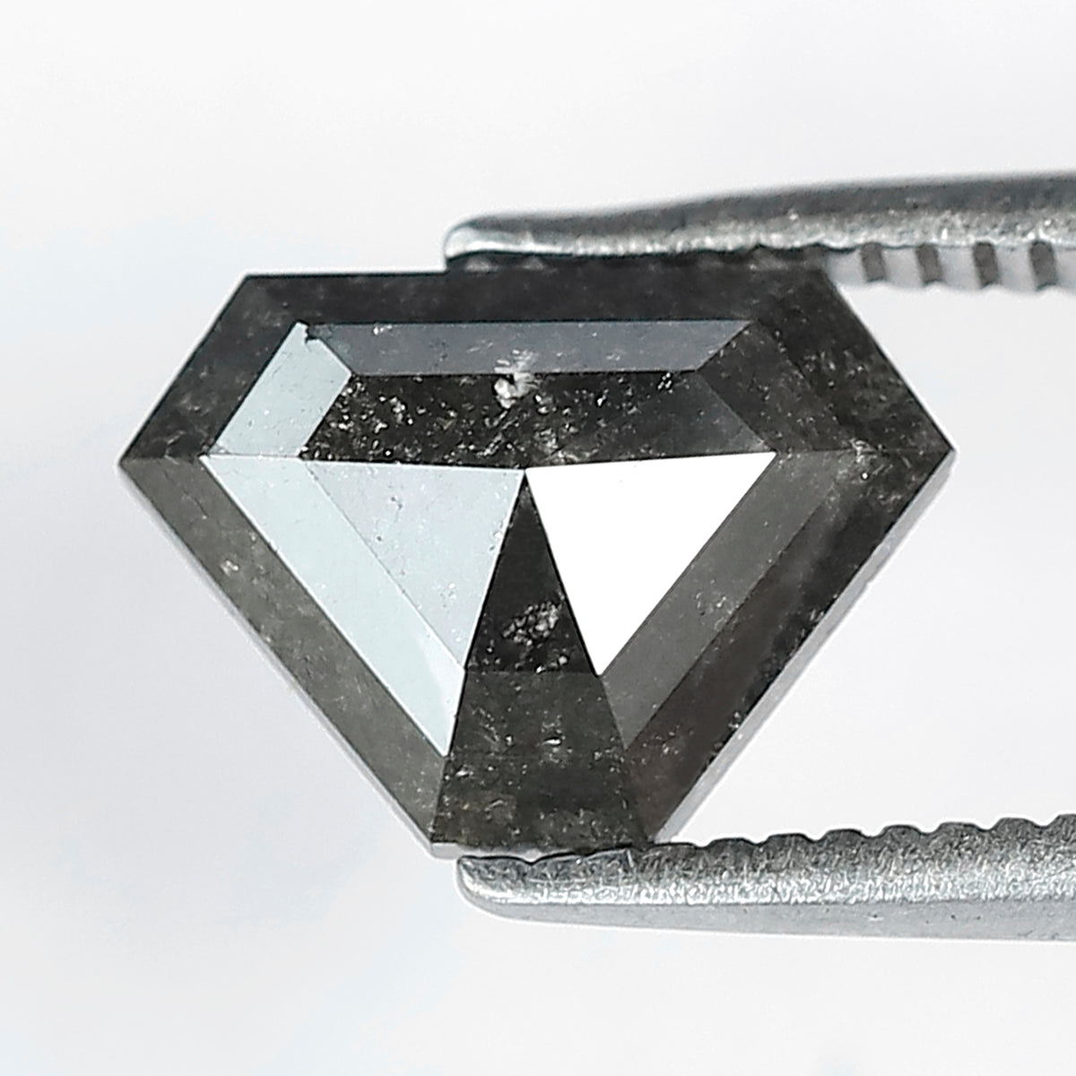 1.35 CT Geometric Cut Salt and Pepper Diamond, 6.60 MM Natural Gray Black Loose Diamond for Custom Ring Jewelry