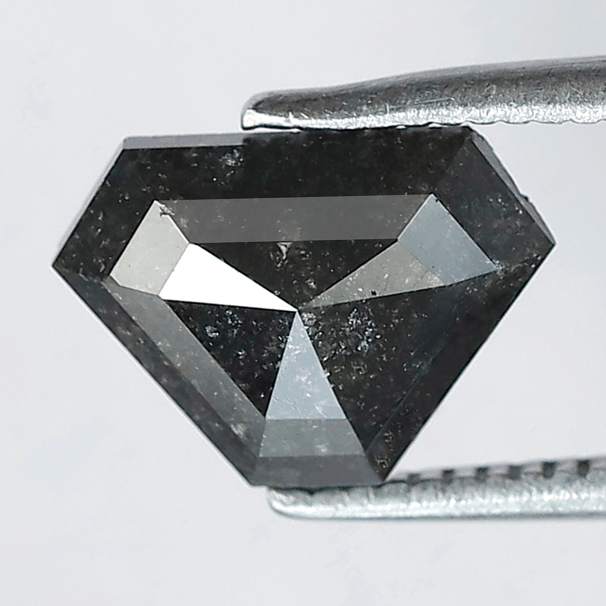 1.35 CT Geometric Cut Salt and Pepper Diamond, 6.60 MM Natural Gray Black Loose Diamond for Custom Ring Jewelry