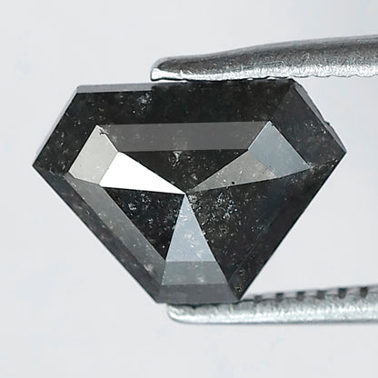 1.35 CT Geometric Cut Salt and Pepper Diamond, 6.60 MM Natural Gray Black Loose Diamond for Custom Ring Jewelry