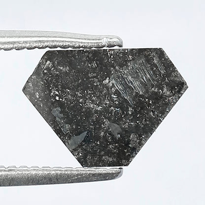 1.35 CT Geometric Cut Salt and Pepper Diamond, 6.60 MM Natural Gray Black Loose Diamond for Custom Ring Jewelry