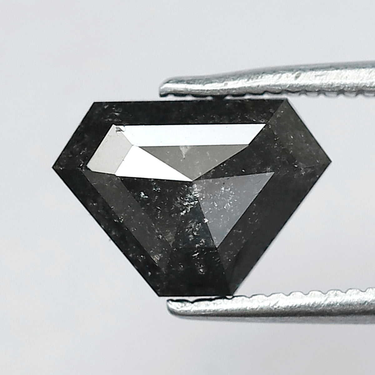 1.35 CT Geometric Cut Salt and Pepper Diamond, 6.60 MM Natural Gray Black Loose Diamond for Custom Ring Jewelry