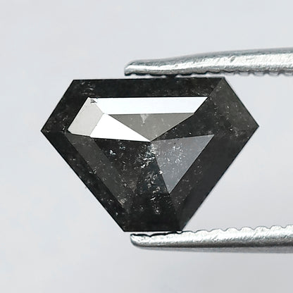 1.35 CT Geometric Cut Salt and Pepper Diamond, 6.60 MM Natural Gray Black Loose Diamond for Custom Ring Jewelry