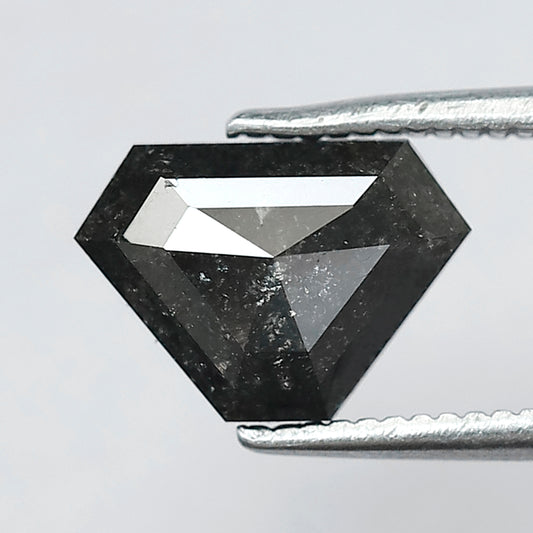 1.35 CT Geometric Cut Salt and Pepper Diamond, 6.60 MM Natural Gray Black Loose Diamond for Custom Ring Jewelry