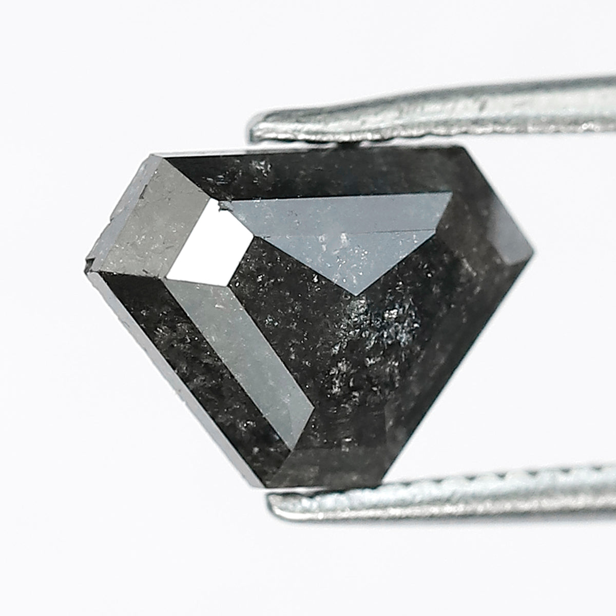 1.35 CT Geometric Cut Salt and Pepper Diamond, 6.60 MM Natural Gray Black Loose Diamond for Custom Ring Jewelry
