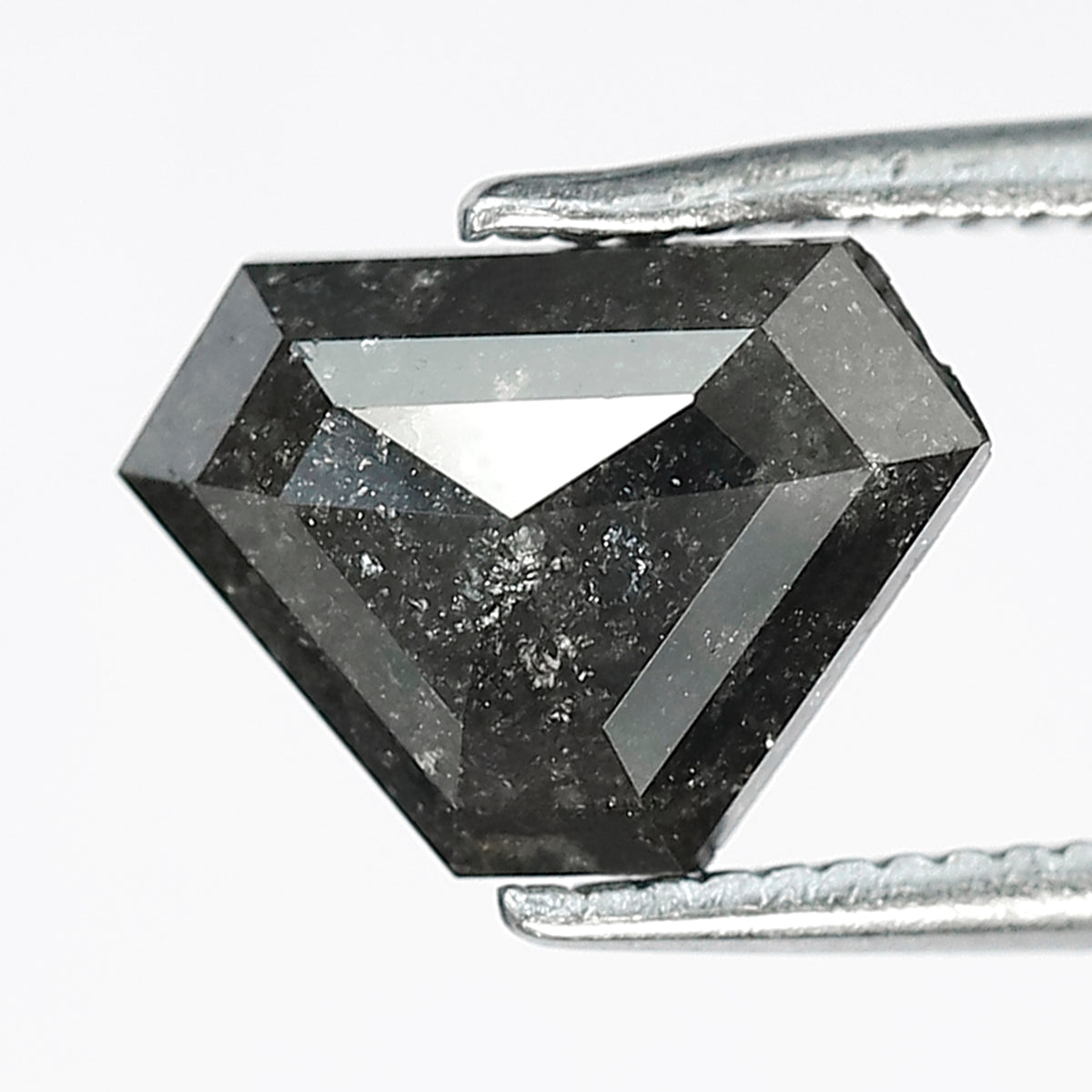 1.35 CT Geometric Cut Salt and Pepper Diamond, 6.60 MM Natural Gray Black Loose Diamond for Custom Ring Jewelry