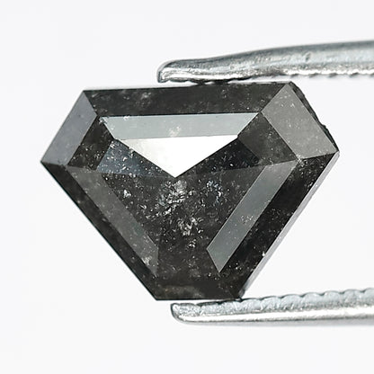 1.35 CT Geometric Cut Salt and Pepper Diamond, 6.60 MM Natural Gray Black Loose Diamond for Custom Ring Jewelry