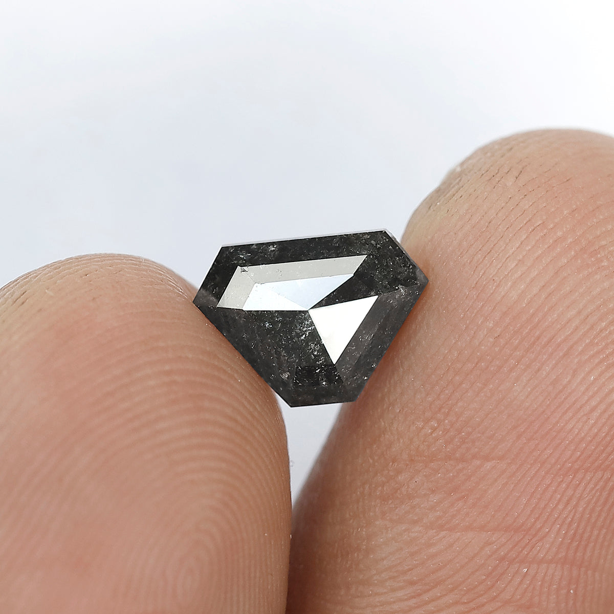 1.35 CT Geometric Cut Salt and Pepper Diamond, 6.60 MM Natural Gray Black Loose Diamond for Custom Ring Jewelry