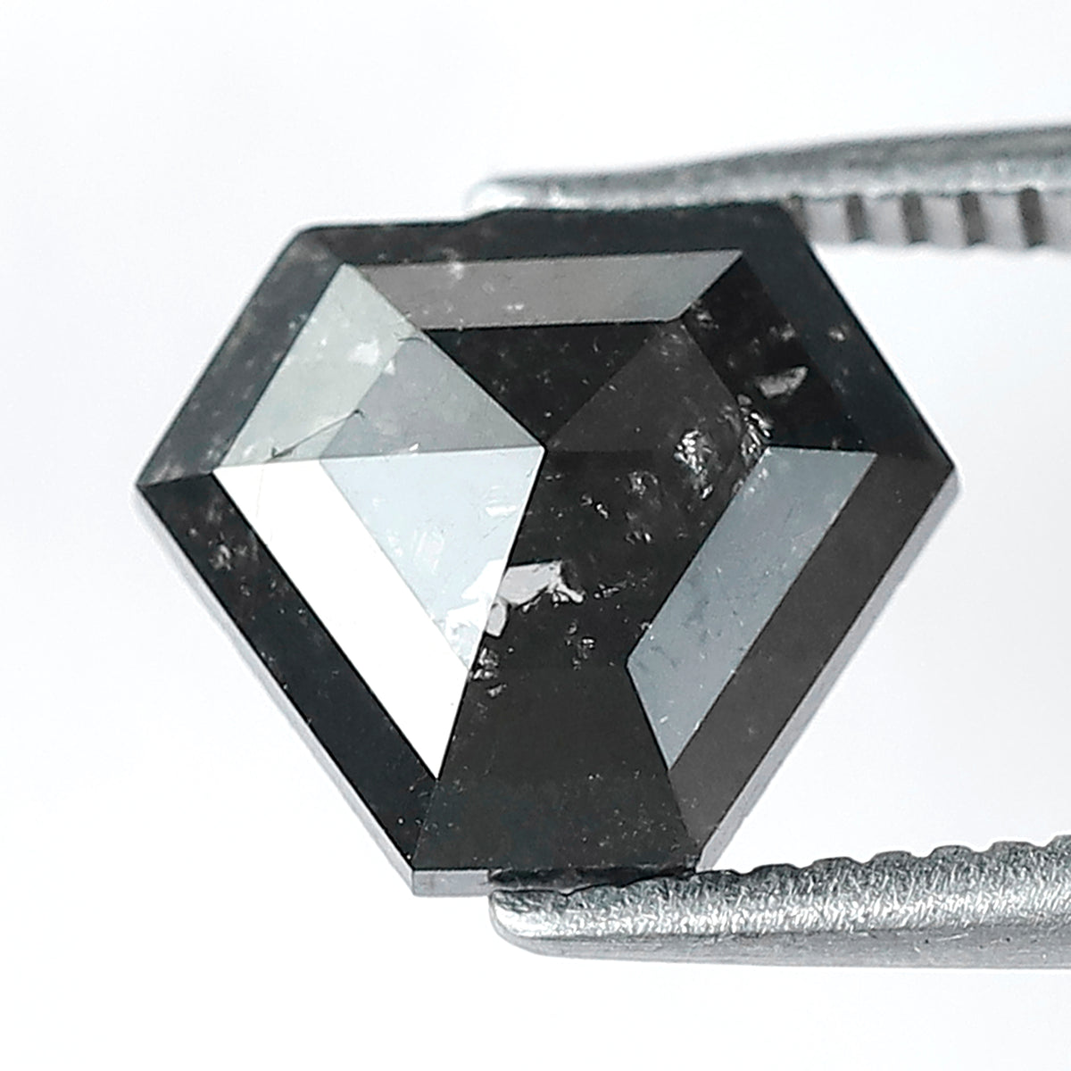 1.44 CT Ethical Geometric Loose Diamond, 7.60 mm Natural Blackish Gray Salt and Pepper Diamond