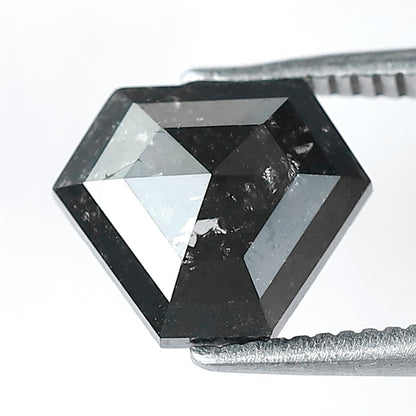 1.44 CT Ethical Geometric Loose Diamond, 7.60 mm Natural Blackish Gray Salt and Pepper Diamond