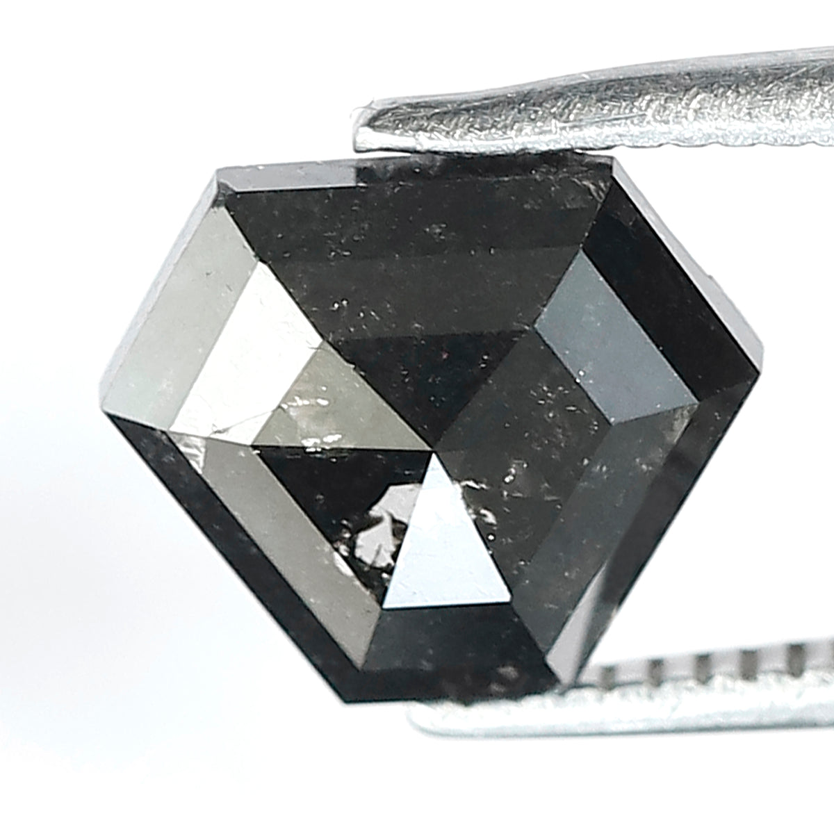 1.44 CT Ethical Geometric Loose Diamond, 7.60 mm Natural Blackish Gray Salt and Pepper Diamond