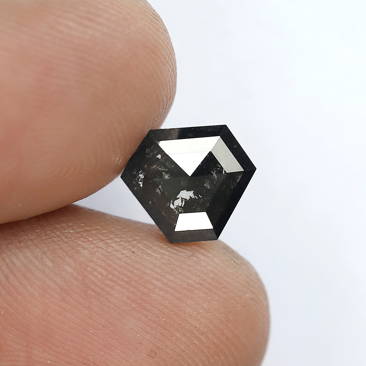 1.44 CT Ethical Geometric Loose Diamond, 7.60 mm Natural Blackish Gray Salt and Pepper Diamond