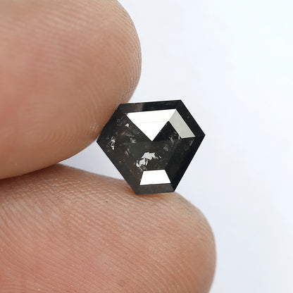 1.44 CT Ethical Geometric Loose Diamond, 7.60 mm Natural Blackish Gray Salt and Pepper Diamond