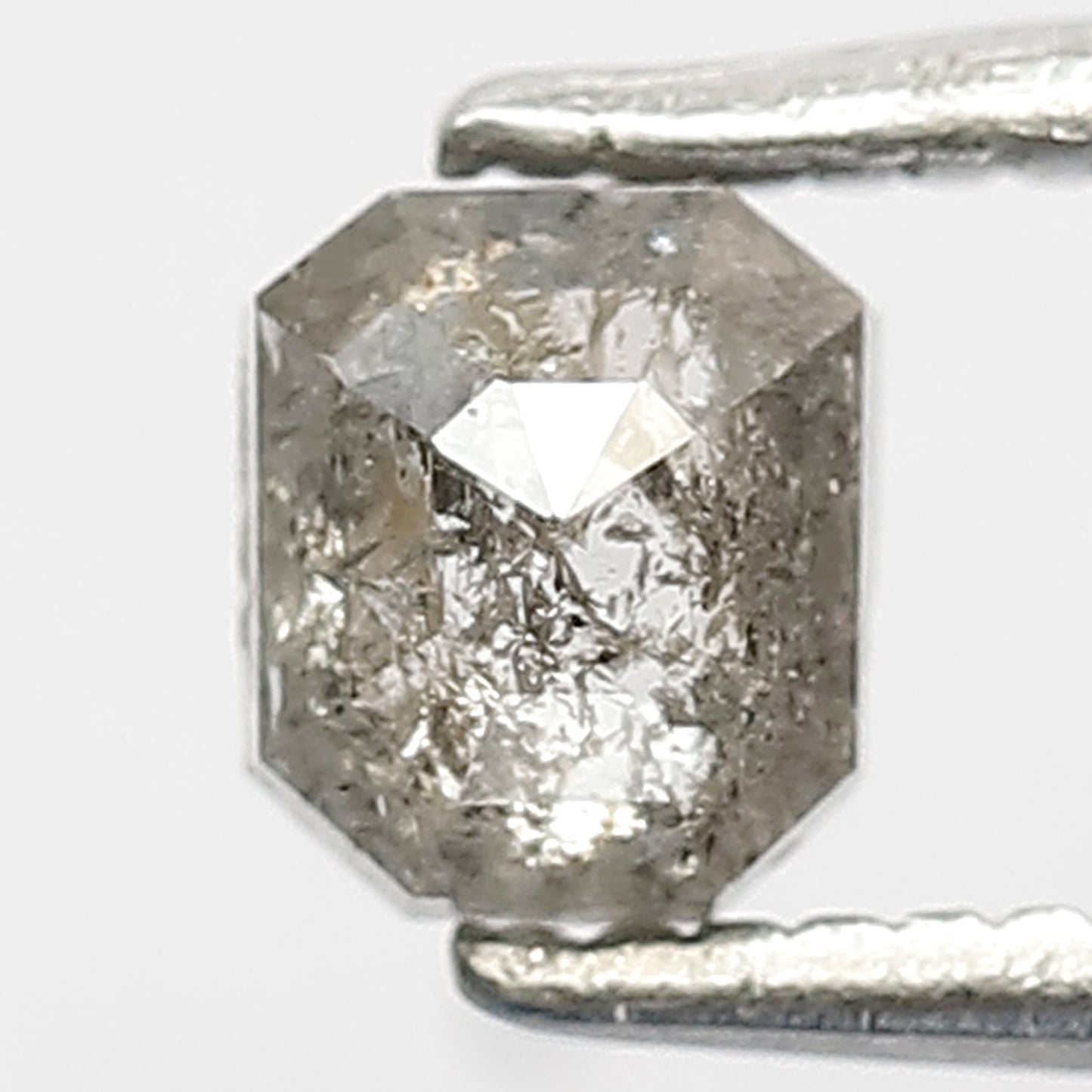 0.46 CT Emerald Shape Diamond Grey Black Color Diamond 4.6 MM Natural Salt And Pepper Diamond for Custom Design Ring