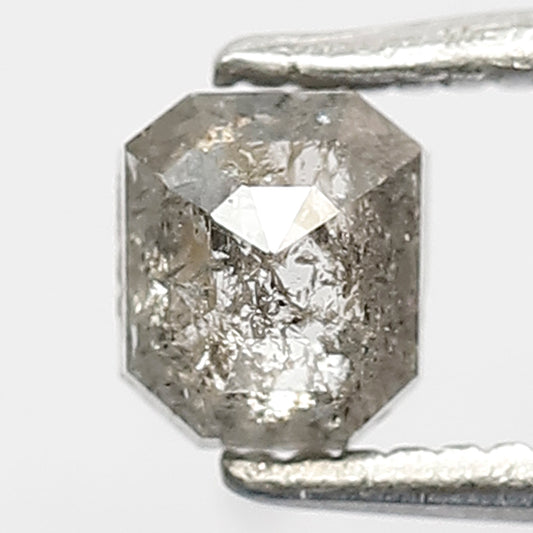 0.46 CT Emerald Shape Diamond Grey Black Color Diamond 4.6 MM Natural Salt And Pepper Diamond for Custom Design Ring