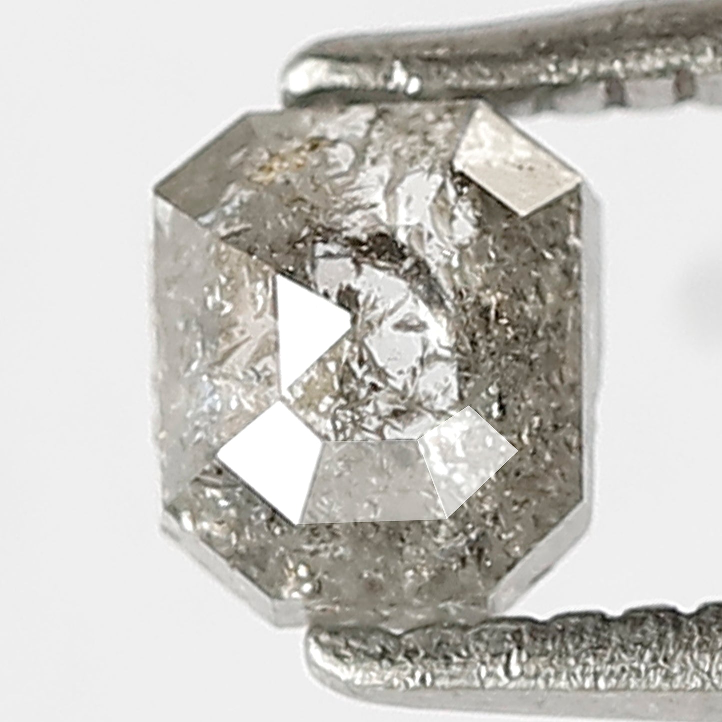 0.46 CT Emerald Shape Diamond Grey Black Color Diamond 4.6 MM Natural Salt And Pepper Diamond for Custom Design Ring