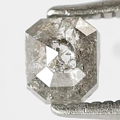 0.46 CT Emerald Shape Diamond Grey Black Color Diamond 4.6 MM Natural Salt And Pepper Diamond for Custom Design Ring