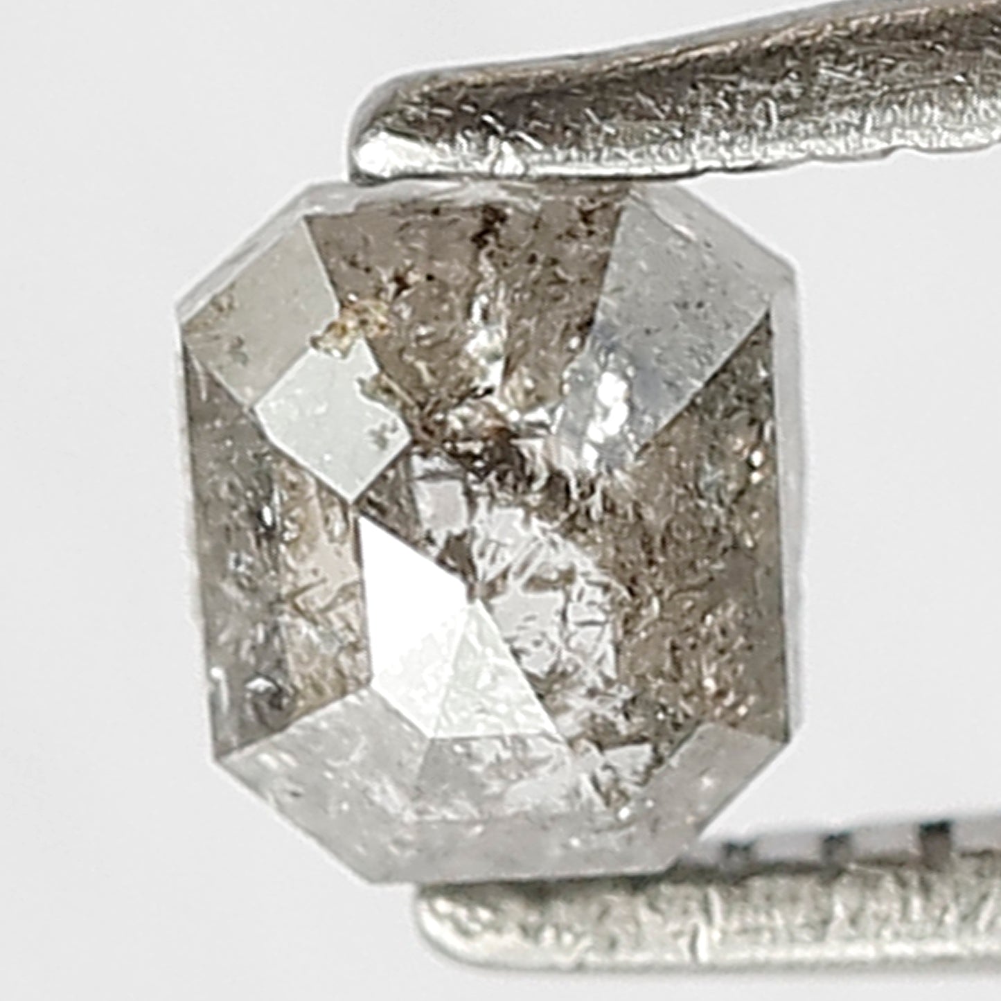 0.46 CT Emerald Shape Diamond Grey Black Color Diamond 4.6 MM Natural Salt And Pepper Diamond for Custom Design Ring