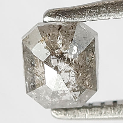 0.46 CT Emerald Shape Diamond Grey Black Color Diamond 4.6 MM Natural Salt And Pepper Diamond for Custom Design Ring