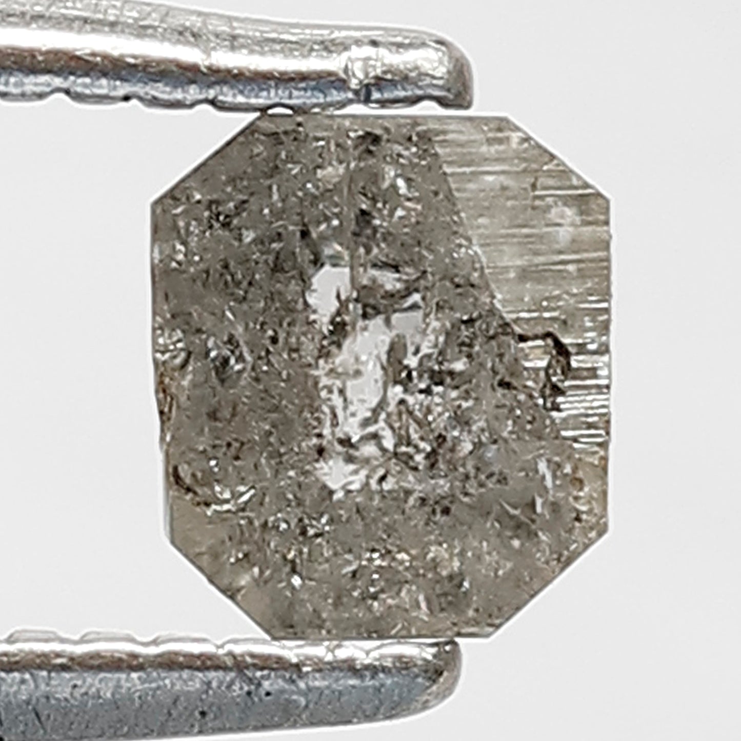 0.46 CT Emerald Shape Diamond Grey Black Color Diamond 4.6 MM Natural Salt And Pepper Diamond for Custom Design Ring