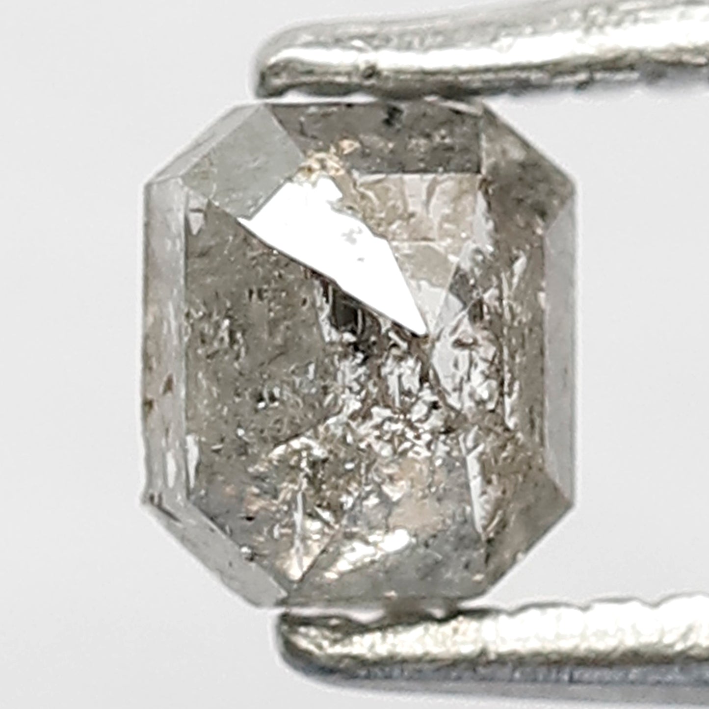 0.46 CT Emerald Shape Diamond Grey Black Color Diamond 4.6 MM Natural Salt And Pepper Diamond for Custom Design Ring