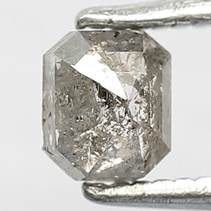 0.46 CT Emerald Shape Diamond Grey Black Color Diamond 4.6 MM Natural Salt And Pepper Diamond for Custom Design Ring