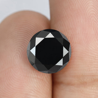 9.80 mm Round Brilliant Cut Black Diamond | 4.28 Ct Natural Treated Loose Diamond for Custom Engagement Ring