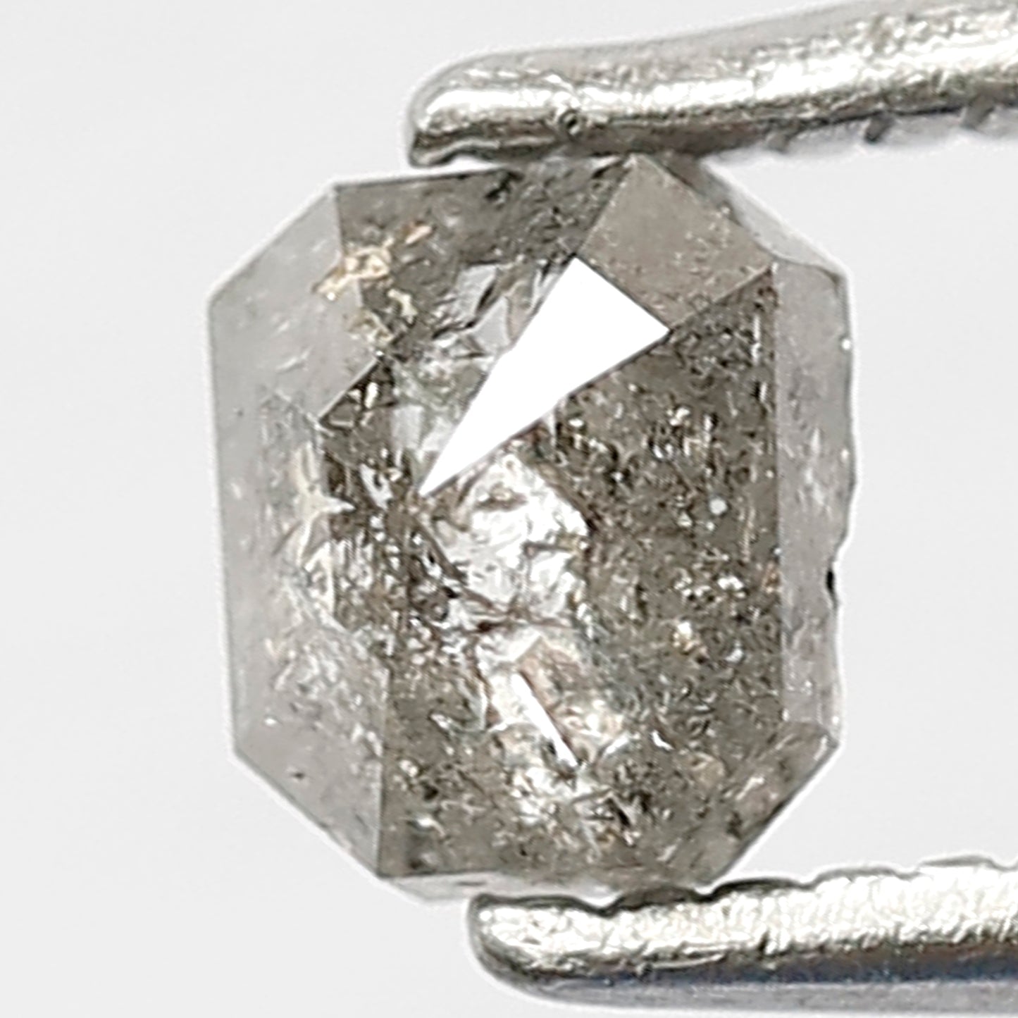 0.46 CT Emerald Shape Diamond Grey Black Color Diamond 4.6 MM Natural Salt And Pepper Diamond for Custom Design Ring