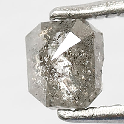 0.46 CT Emerald Shape Diamond Grey Black Color Diamond 4.6 MM Natural Salt And Pepper Diamond for Custom Design Ring