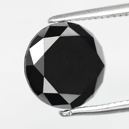 2.98 Ct Round Brilliant cut Black Diamond | Natural Treated Earth Mined Loose Diamond | 8.50 mm for Engagement Ring