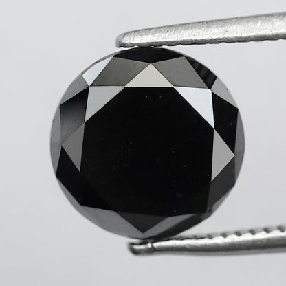2.98 Ct Round Brilliant cut Black Diamond | Natural Treated Earth Mined Loose Diamond | 8.50 mm for Engagement Ring