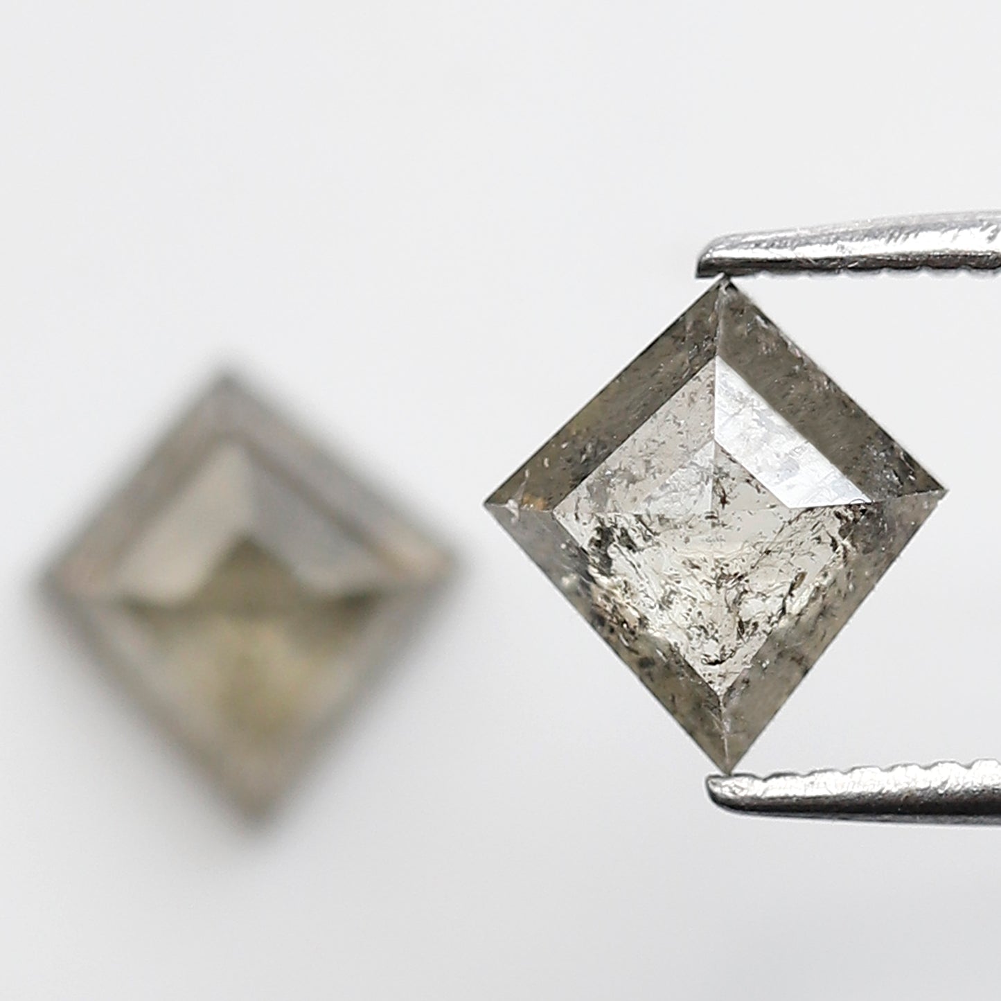 Translucent Kite Shape Gray Black Diamond Pair 1.70 CT, Natural Loose Rustic Diamonds, 7.80 mm Stones for Custom Pendant Jewelry