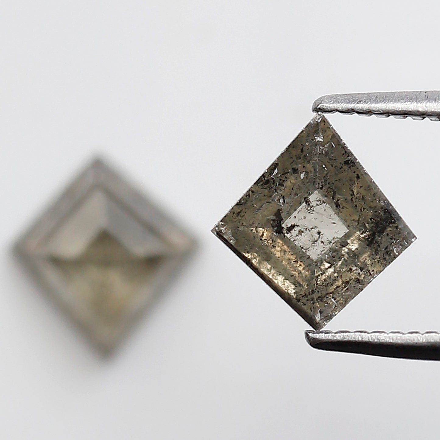 Translucent Kite Shape Gray Black Diamond Pair 1.70 CT, Natural Loose Rustic Diamonds, 7.80 mm Stones for Custom Pendant Jewelry