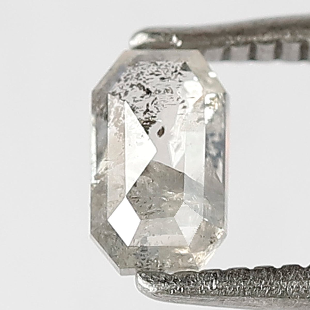 0.38 CT Natural Loose Emerald Shape Grey Black Diamond 5.5 MM Salt and Pepper Diamond for Custom Wedding Ring