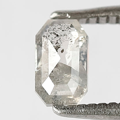 0.38 CT Natural Loose Emerald Shape Grey Black Diamond 5.5 MM Salt and Pepper Diamond for Custom Wedding Ring