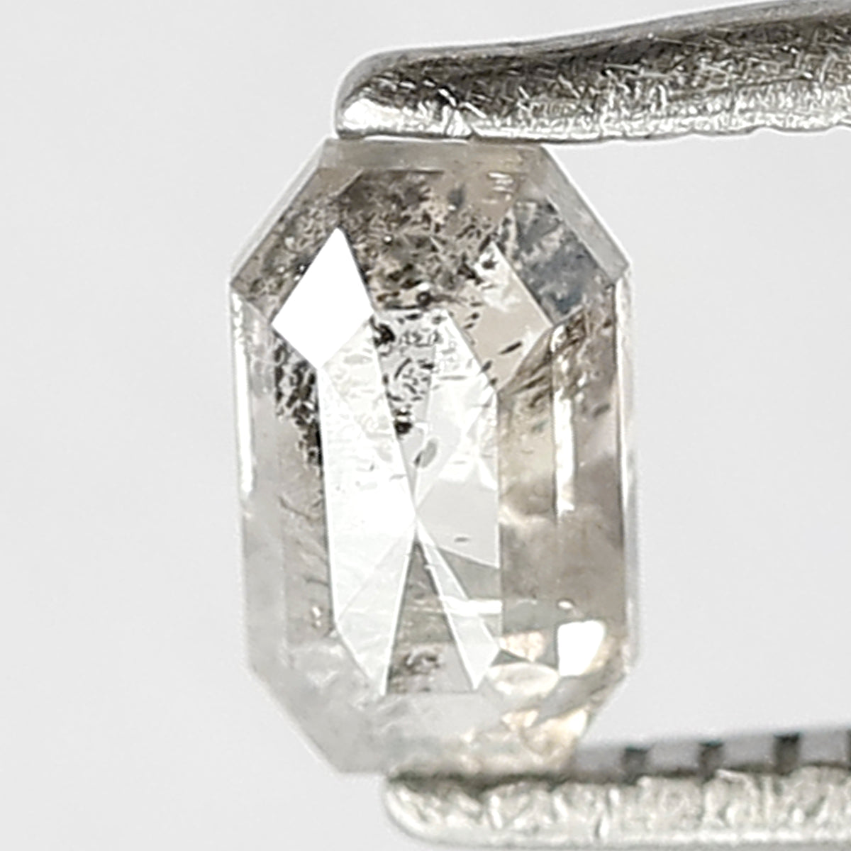 0.38 CT Natural Loose Emerald Shape Grey Black Diamond 5.5 MM Salt and Pepper Diamond for Custom Wedding Ring